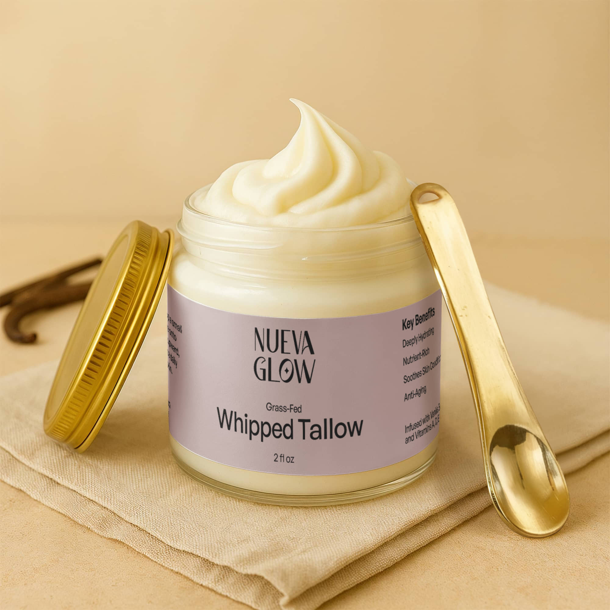 Whipped Grass-Fed Tallow Balm: Vanilla Bean Infusion